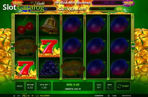 Win screen. 50 Red Hot 7 Clover Link slot