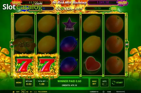 Win screen 2. 50 Red Hot 7 Clover Link slot