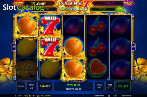 Win screen. 25 Red Hot 7 Clover Link slot