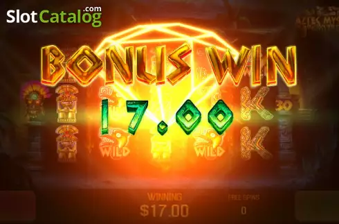 Win Free Spins screen. Aztec Mystery (Apollo Games) slot