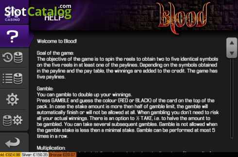 Feature screen 1. Blood slot