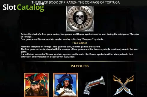 Game Features screen 2. The Black Book of Pirates slot