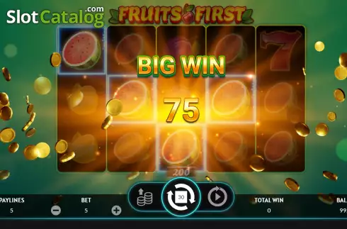 Big Win screen. Fruits First slot