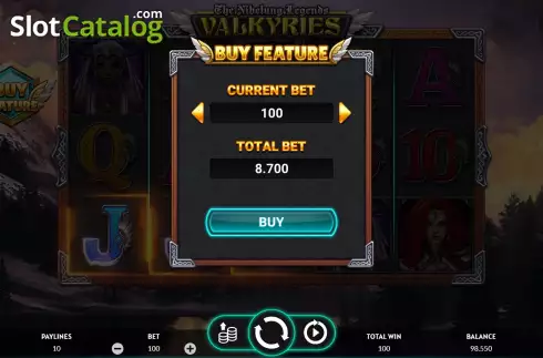 Buy Feature Screen. Valkyries - The Nibelung Legends slot