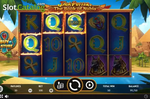 Win screen. Jack Potter and The Book of Nubia slot