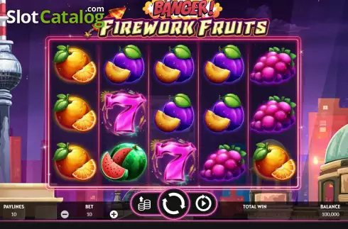 Game screen. Banger! Firework Fruits slot