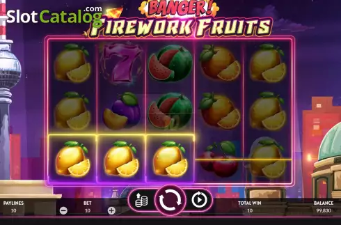 Win screen. Banger! Firework Fruits slot