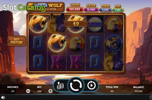 Win screen. 5 Moon Wolf slot