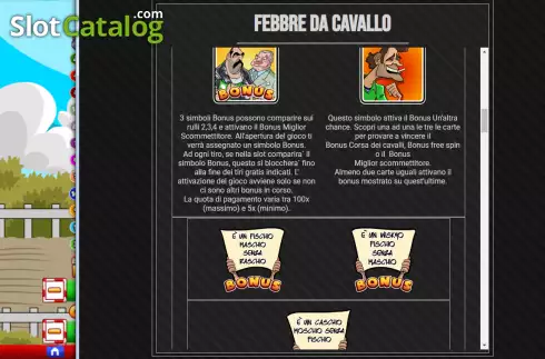 Bonus symbols screen. Febbre Da Cavallo slot