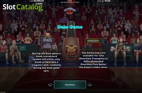Game Features screen 2. Arcadem Jam: Multi Themes slot