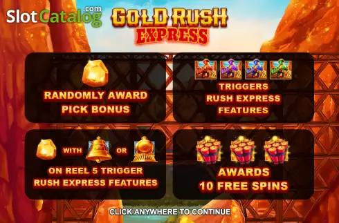 Start Screen. Gold Rush Express slot