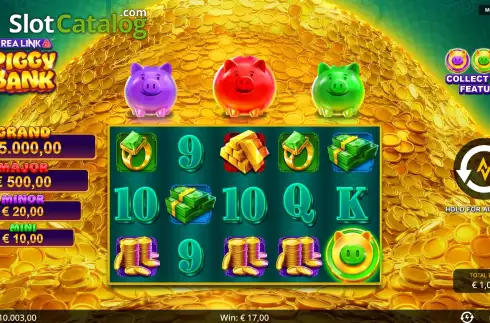 Game Screen. Area Link Piggy Bank slot
