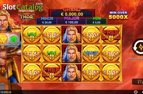 Game Screen. Area Cash Thor slot