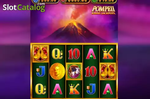 Game screen. Pompeii Rising Jackpots slot