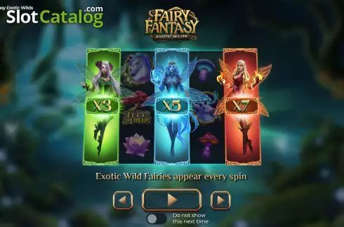 Start Screen. Fairy Fantasy Exotic Wilds slot