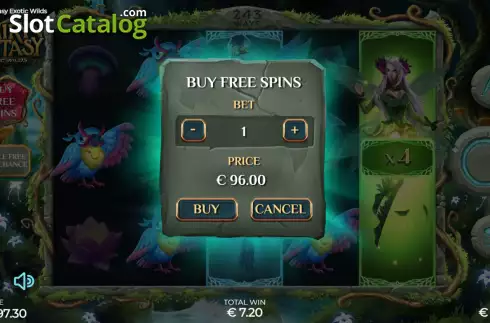 Buy Feature Screen. Fairy Fantasy Exotic Wilds slot