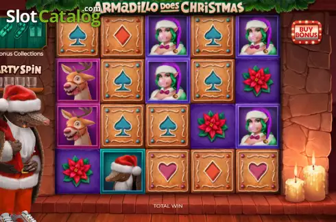 Reels screen. Armadillo Does Christmas 2023 slot