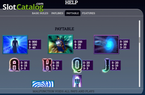 Paytable screen 1. Time Bender slot