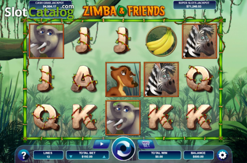 Reel screen . Zimba and Friends slot