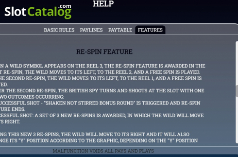 Feature screen 1. License to Spin slot