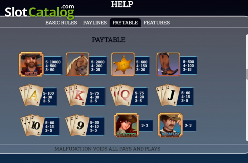 Paytable screen 1. Dodge City slot
