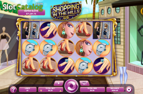 Reel screen. Shopping in the Hills slot