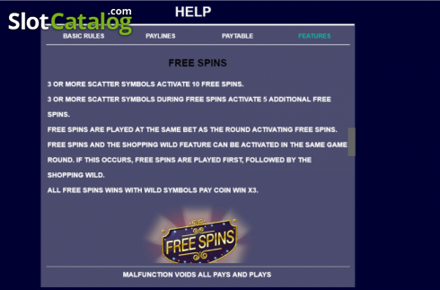 Feature screen 1. Shopping in the Hills slot