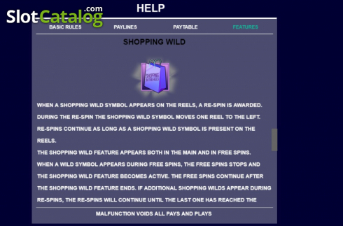 Feature screen 2. Shopping in the Hills slot