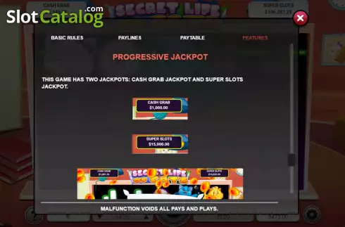 Progressive Jackpot screen. Secret Life of Cats slot