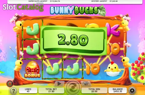 Win screen. Bunny Bucks slot