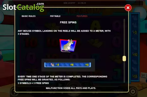 Free Spins screen. Chase The Cheddar slot