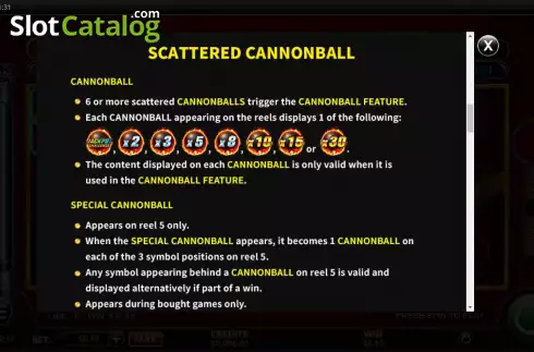 Scattered Cannonball screen. Cannonball Panda slot