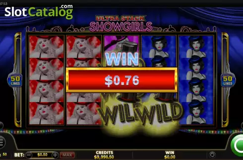 Win screen. Ultra Stack Showgirls slot