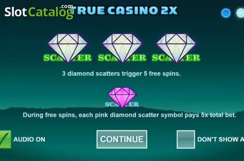 Start Game screen 2. True Casino 2x slot