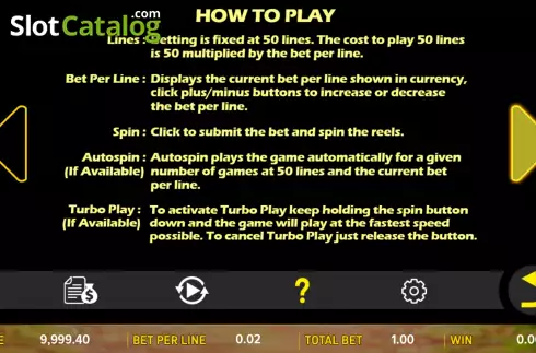 Game Rules screen 2. Plots of Money slot
