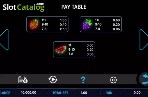 Paytable screen 2. Neon 7 slot