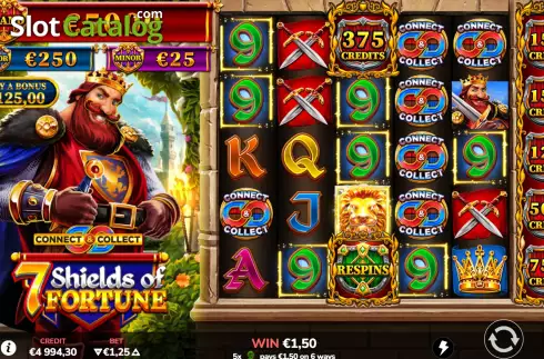 Game Screen. 7 Shields of Fortune slot