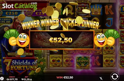 Respins Win Screen 3. 7 Shields of Fortune slot