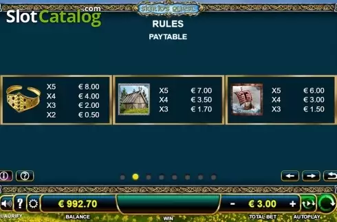 Paytable 2. Sigrids Quest slot