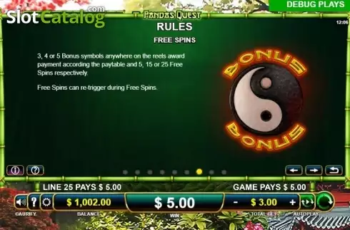 Free Spins. Pandas Quest slot