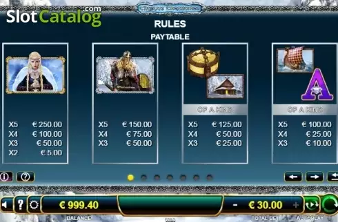 Paytable 1. Thyra's Treasure slot