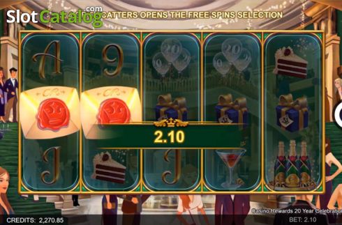 Win screen. Casino Rewards 20 Year Celebration slot