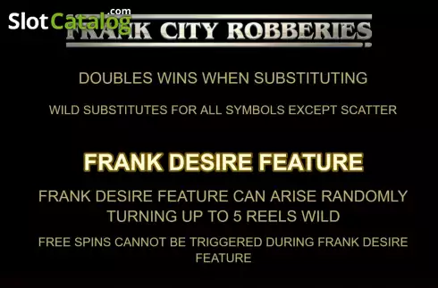 Schermo9. Frank City Robberies slot