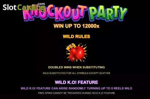 Wild features screen. Knockout Party slot