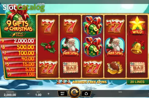 Reels Screen. 9 Gifts Of Christmas slot