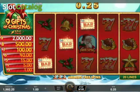 Win Screen 1. 9 Gifts Of Christmas slot
