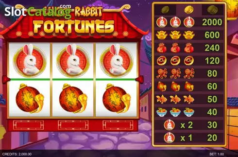 Game Screen. Lucky Rabbit Fortunes slot