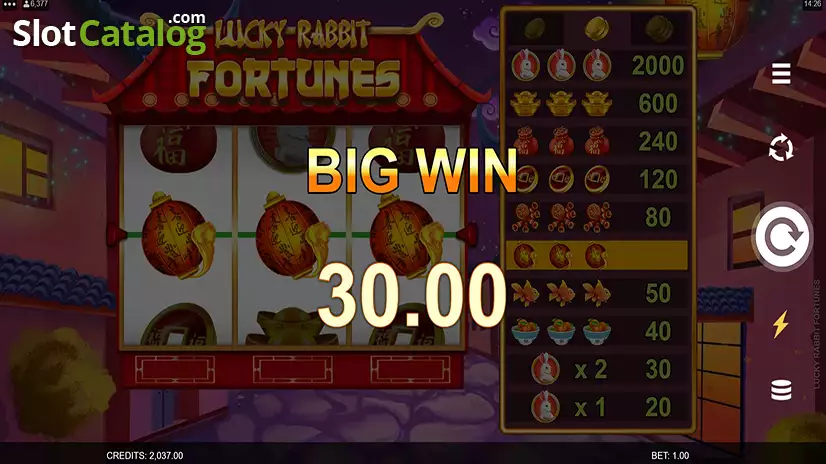 Lucky Rabbit Fortunes Big Win Screen