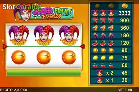 Reels Screen. Joker Fruit Frenzy slot