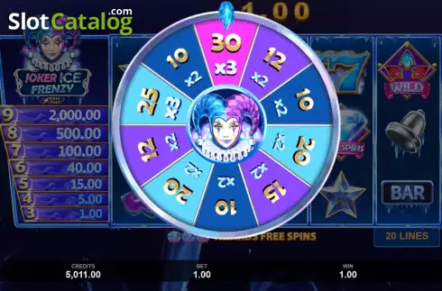 Bonus Wheel screen. Joker Ice Frenzy Epic Strike slot